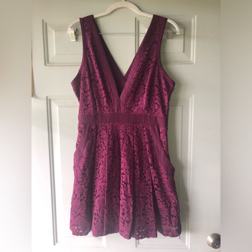 Free People burgundy lace dress size S